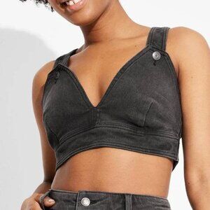 Wild Fable Black Denim Crop Top Vest Women's Size Medium